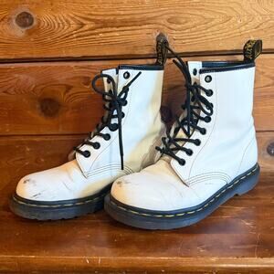 Dr Martens Docs 1460 White Leather Boots Women Size 7